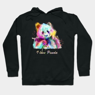 panda Watercolor rainbow portrait Hoodie